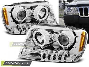 Передняя альтернативная оптика LED Eyes Chrome для Jeep Grand Cherokee WJ