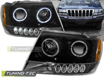 Передняя альтернативная оптика LED Eyes Black для Jeep Grand Cherokee WJ