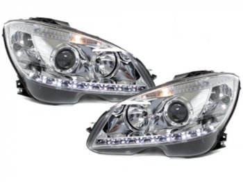 Передняя альтернативная оптика Dayline Chrome на Mercedes C класс W204