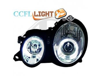 Передние фары CCFL Angel Eyes Chrome на Mercedes CLK класс W208