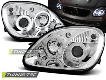 Передние фары с ангельскими глазками Chrome от Tuning-Tec на Mercedes SLK класс R170