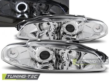 Передняя альтернативная оптика Angel Eyes Chrome на Mitsubishi Eclipse II