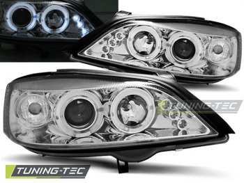 Передние фары с ангельскими глазками Chrome Var2 от Tuning-Tec на Opel Astra G