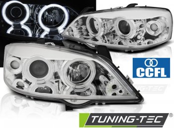 Передние тюнинговые фары CCFL Devil Eyes Chrome на Opel Astra G