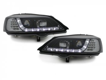 Передние фары LED Dayline Black на Opel Astra G