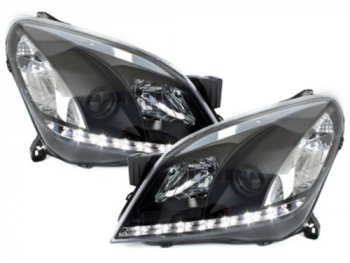 Передние фары LED Dayline Black Var2 на Opel Astra H