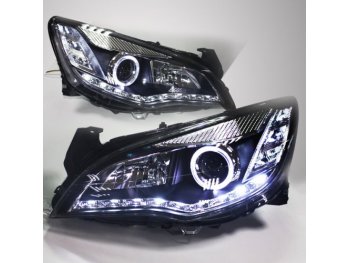 Передние тюнинговые фары Devil Eyes Black на Opel Astra J