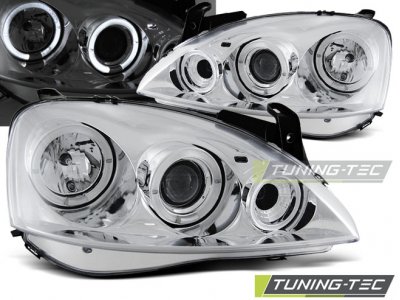 Передние фары с ангельскими глазками Chrome от Tuning-Tec на Opel Corsa C