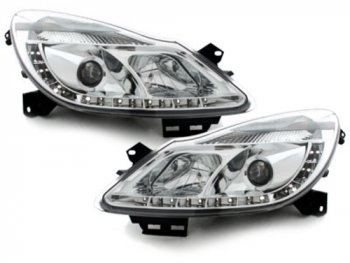 Передние фары Dayline Chrome на Opel Corsa D