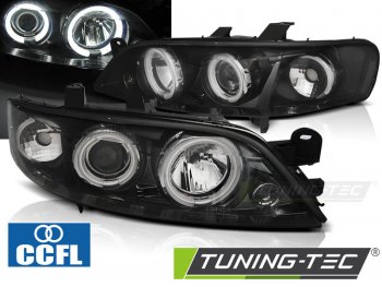 Передние тюнинговые фары CCFL Angel Eyes Black на Opel Vectra B рестайл