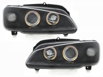 Передняя альтернативная оптика с ангельскими глазками Black на Peugeot 106