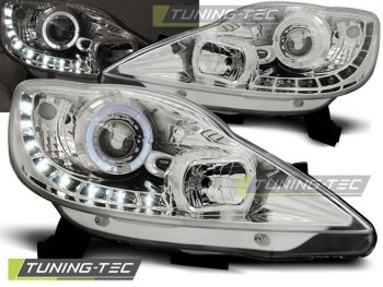 Передняя альтернативная оптика Devil Eyes Chrome на Peugeot 107