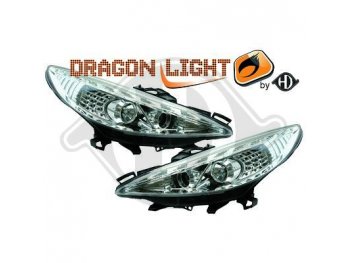 Фары передние LED Dayline Chrome на Peugeot 207