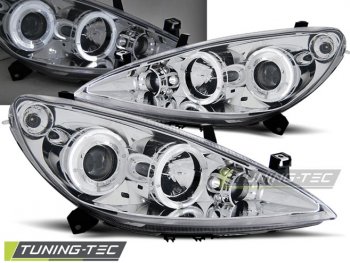 Фары передние LED Angel Eyes Chrome от Tuning-Tec на Peugeot 307