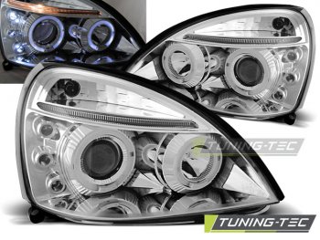 Фары передние Angel Eyes Chrome от Tuning-Tec на Renault Clio II рестайл
