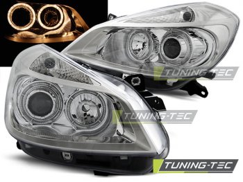 Фары передние Angel Eyes Chrome от Tuning-Tec на Renault Clio III