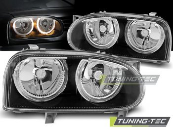 Передние фары Angel Eyes Black от Tuning-Tec на Volkswagen Golf III