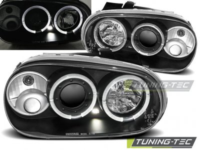 Фары передние LED Angel Eyes Black от Tuning-Tec на VW Golf IV