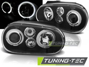 Фары передние LED Angel Eyes Black R32 Look от Tuning-Tec на VW Golf IV