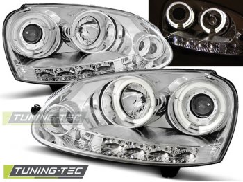 Фары передние LED Angel Eyes Chrome от Tuning-Tec на Volkswagen Golf V