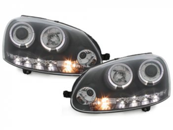 Фары передние Angel Eyes Black на Volkswagen Golf V