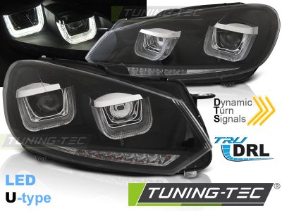 Передние фары динамические чёрные с DRL от Tuning-Tec для VW Golf VI