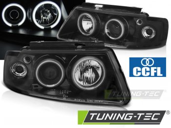 Фары передние CCFL Angel Eyes Black V2 на VW Passat B5 3B