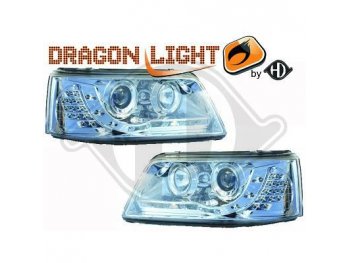 Фары передние Dragon Light Chrome на Volkswagen T5