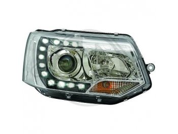 Фары передние Devil Eyes Chrome на Volkswagen T5 рестайл