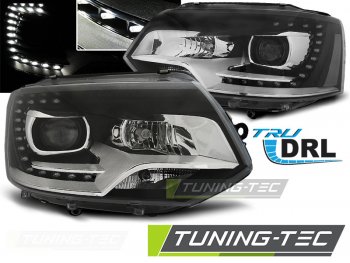 Фары передние Devil Eyes Black Var2 на Volkswagen T5 рестайл
