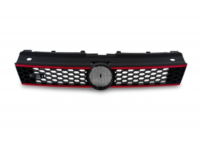 Решётка радиатора чёрная с красным в стиле GTI от JOM на VW Polo 6R