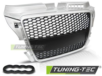 Решётка радиатора от Tuning-Tec Black Silver RS-Style на Audi A3 8P New