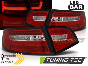 Задние фонари LED BAR Red Crystal на Audi A6 C6 Sedan рестайл