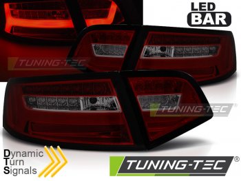Задние фонари LED BAR Red Smoke на Audi A6 C6 Sedan рестайл