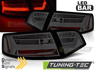 Задние фонари LED BAR Smoke на Audi A6 C6 Sedan рестайл