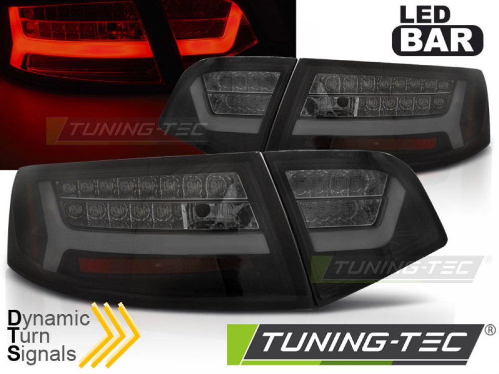 Задние фонари LED BAR Black Smoke на Audi A6 C6 Sedan рестайл