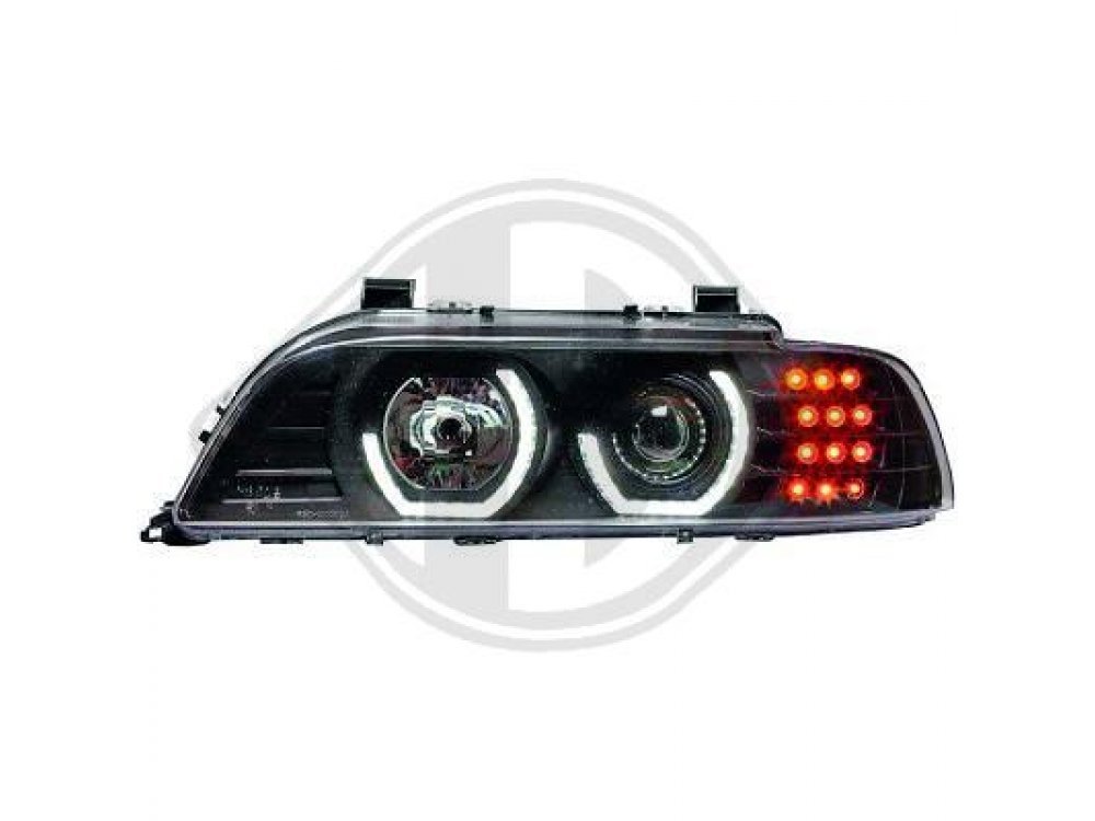 Передняя альтернативная оптика 3D Angel Eyes LED Black для BMW 5 E39