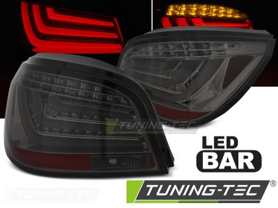 Задние диодные фонари NeonTube тёмные на BMW 5 E60 LCI