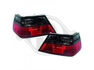 Задние светодиодные фонари красные тёмные от HD на Mercedes E класс W124
